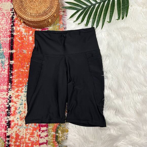 Old Navy Active Neutral Black High Rise Powersoft Biker Bike Short Small Pockets - Picture 1 of 4